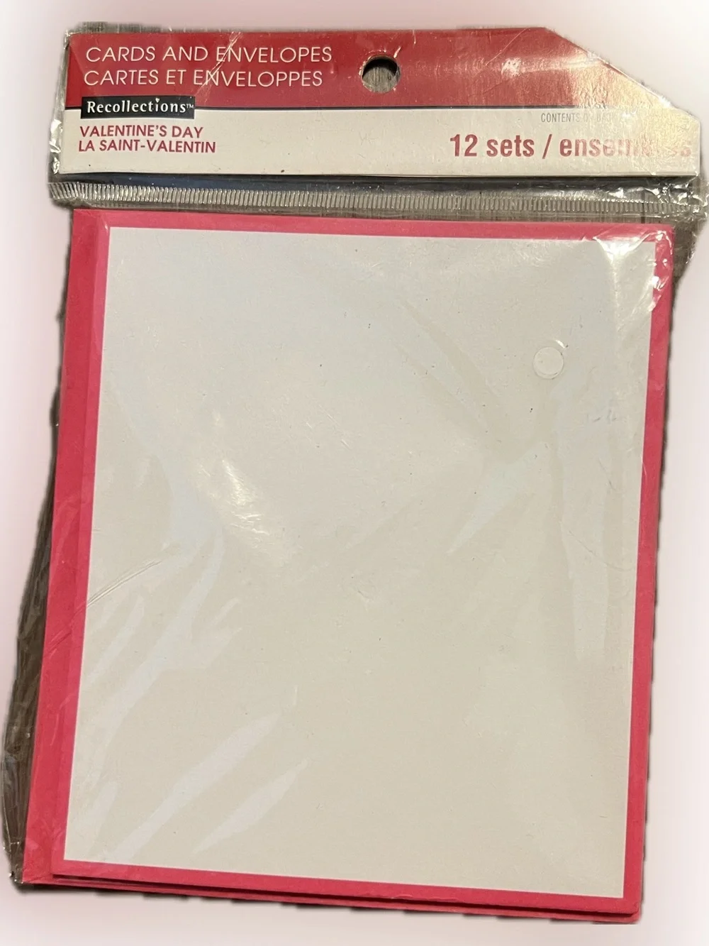 ❌New Recollections Valentine’s Day White Pink Cards Envelopes Stationery 12 set